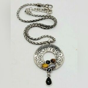 Brighton "Eye of the Tiger" pendant necklace featuring semi-precious stones 2364